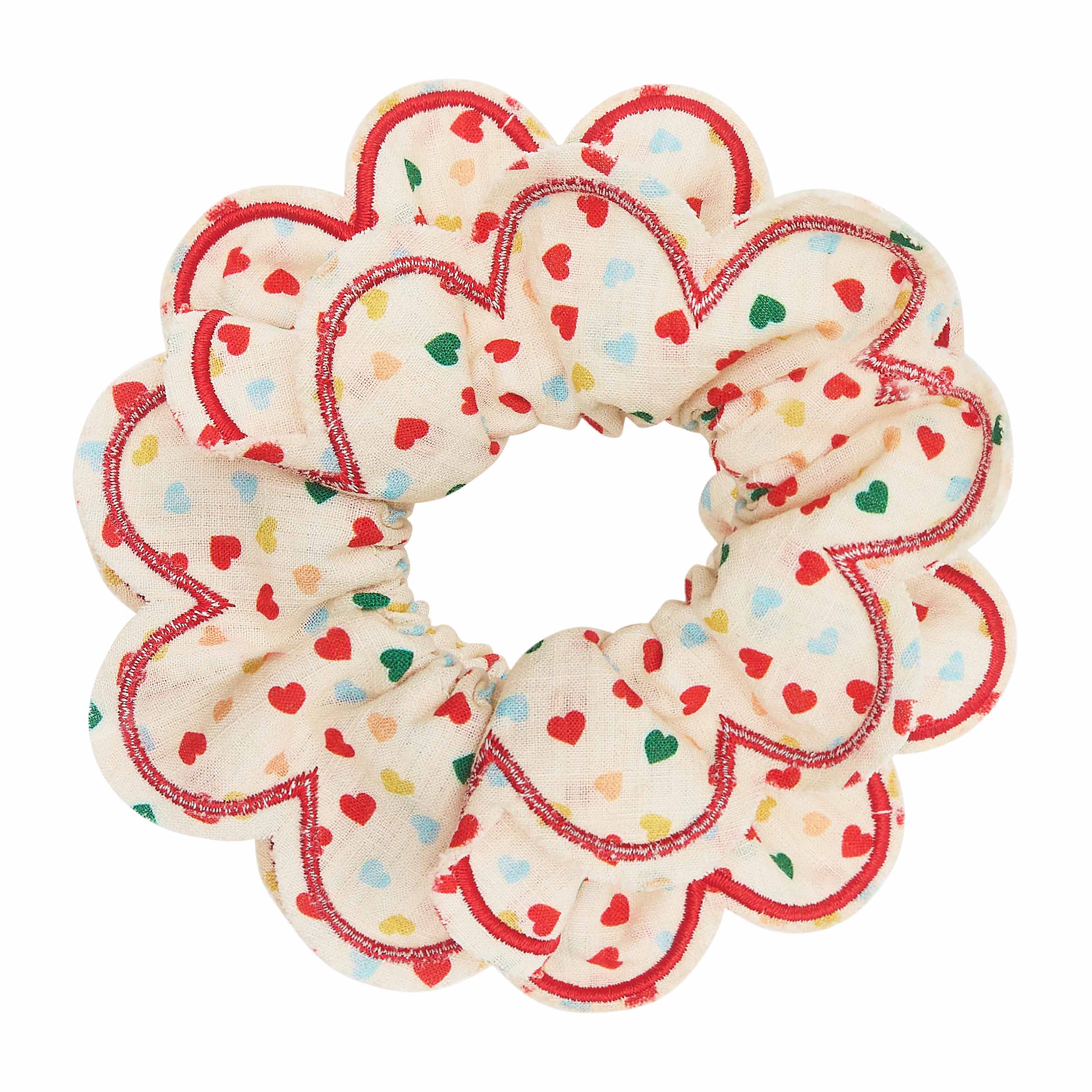 Heart print scalloped scrunchie
