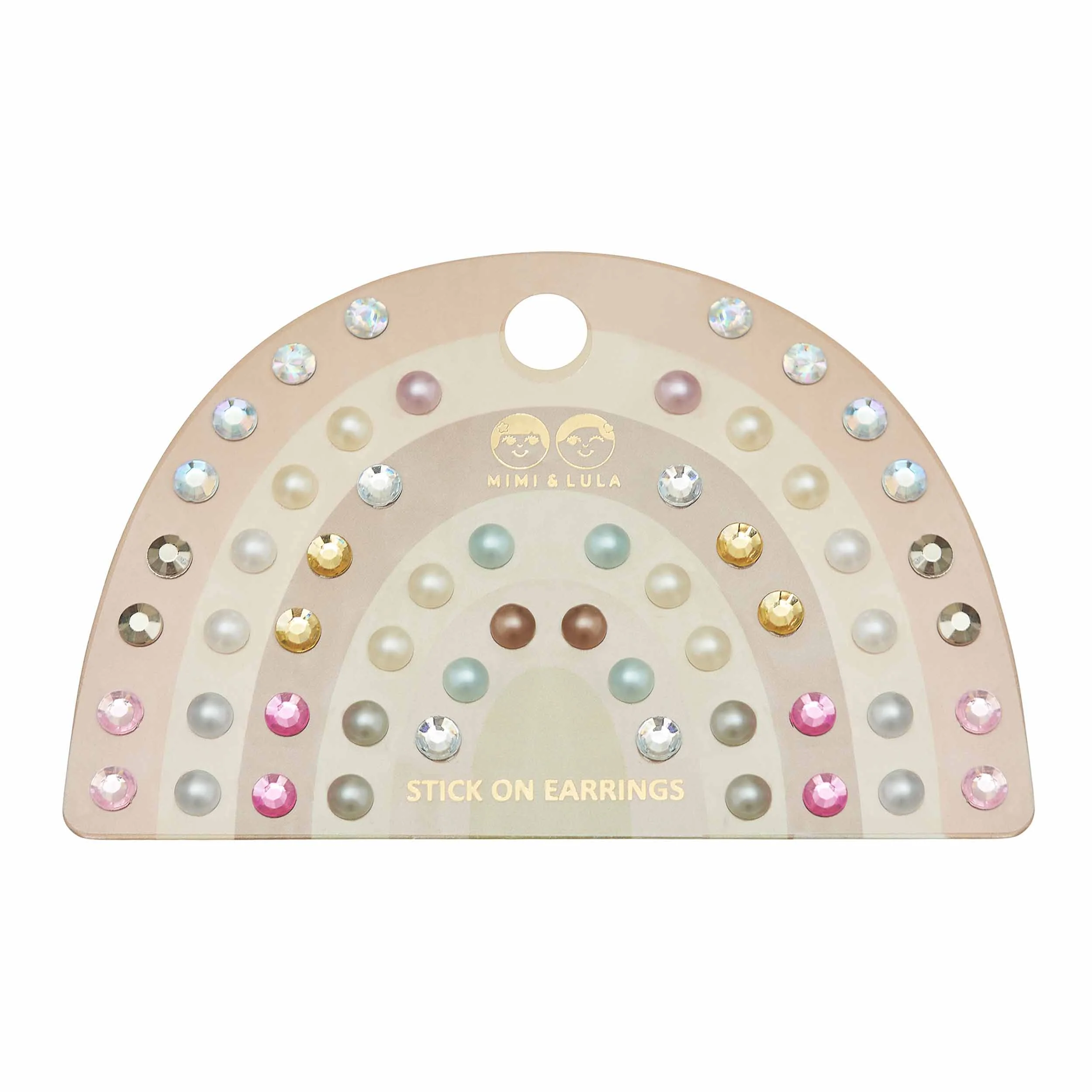 Pink gem & pearl stick on earrings