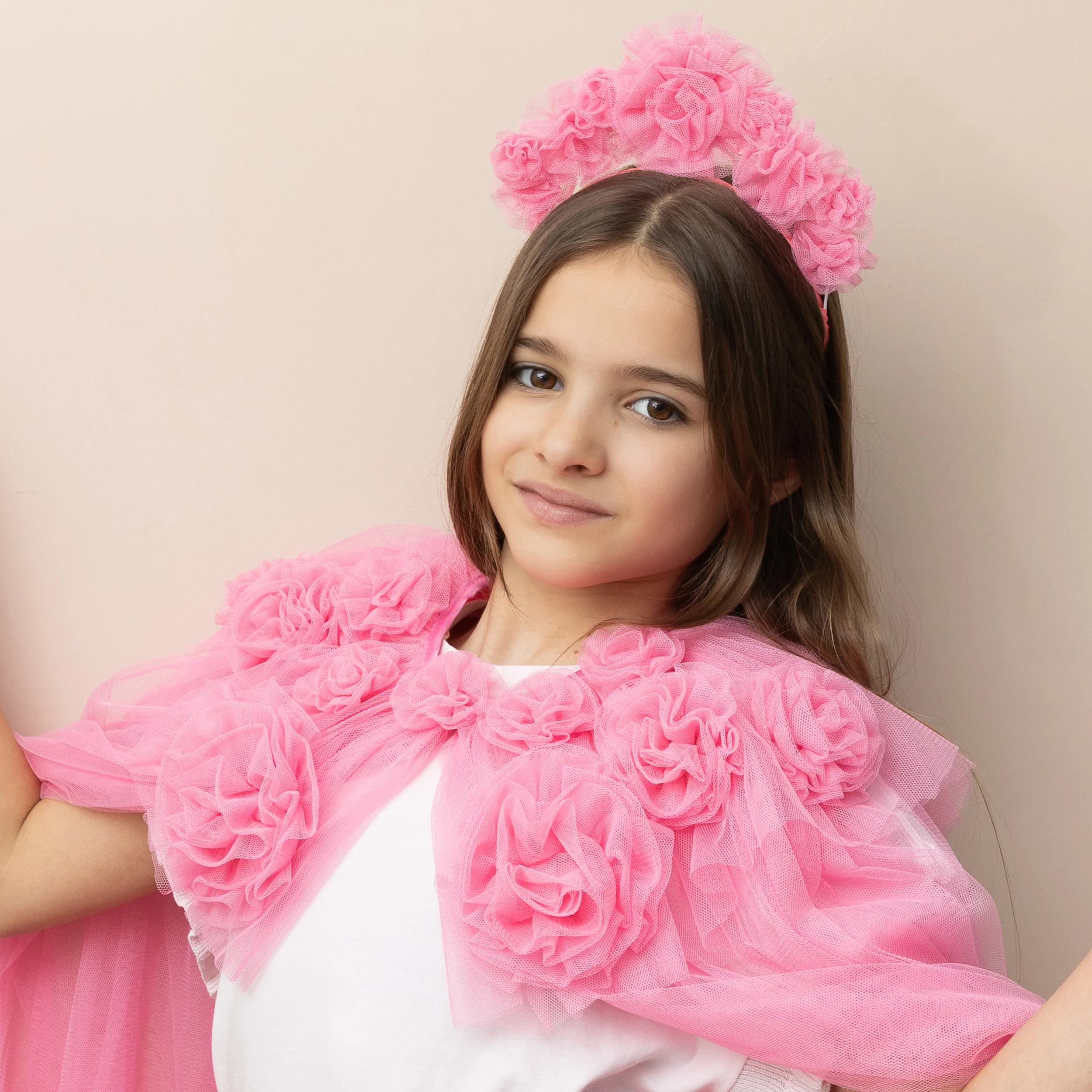 Pink ruffle flower cape - Image 4