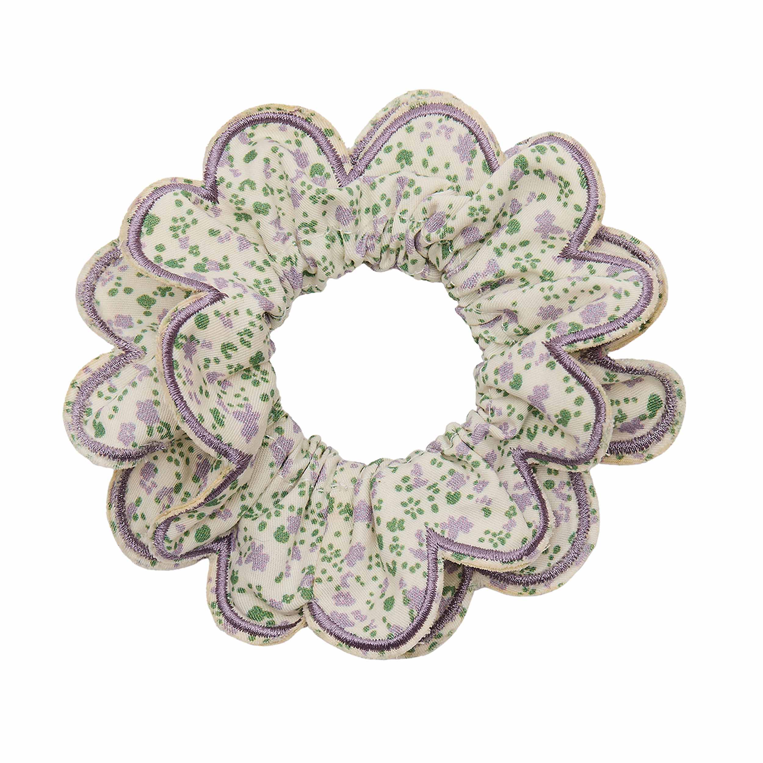 Scalloped floral scrunchie