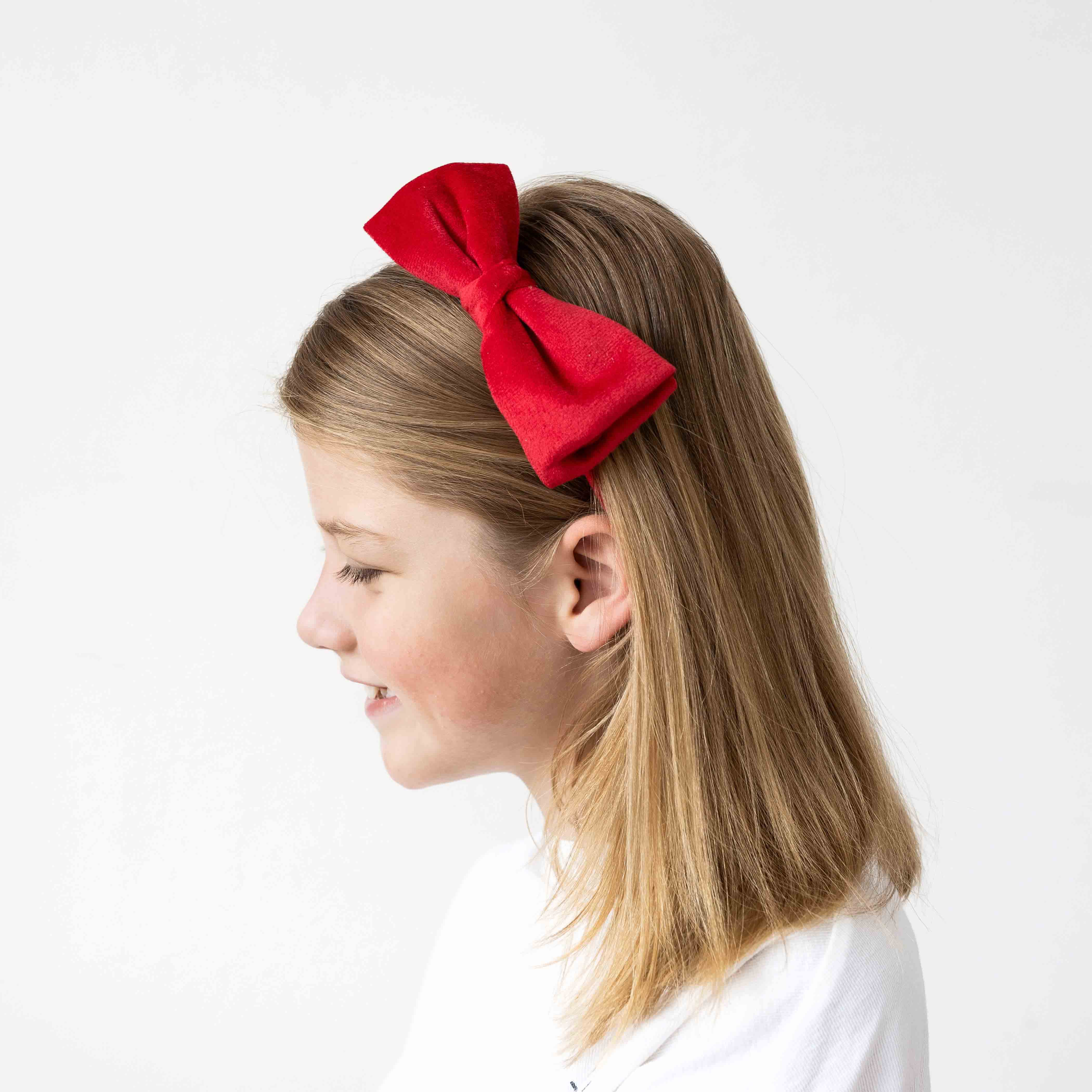 Velvet bow alice - red - Image 3